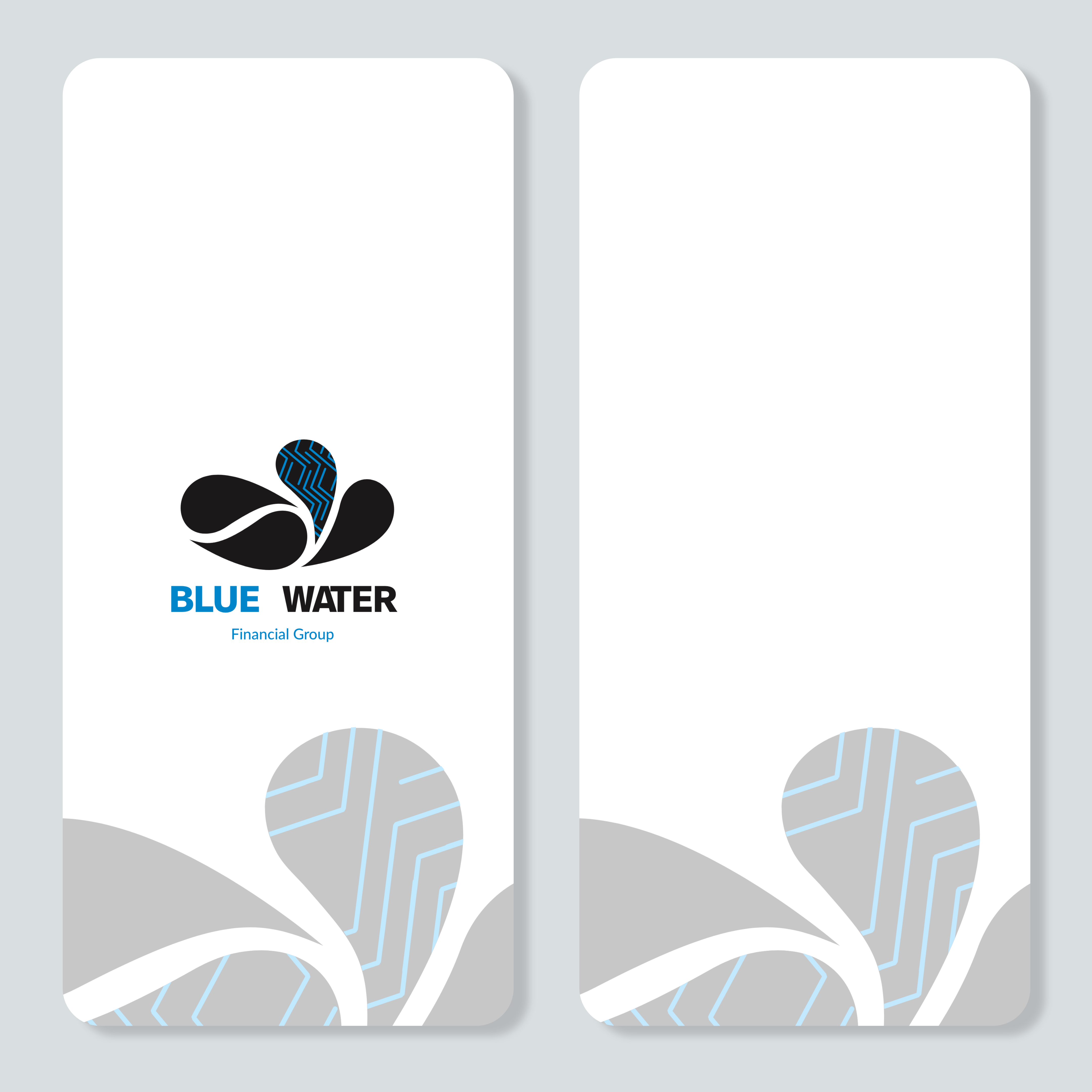 Blue water financial brand mobile screen mock ups