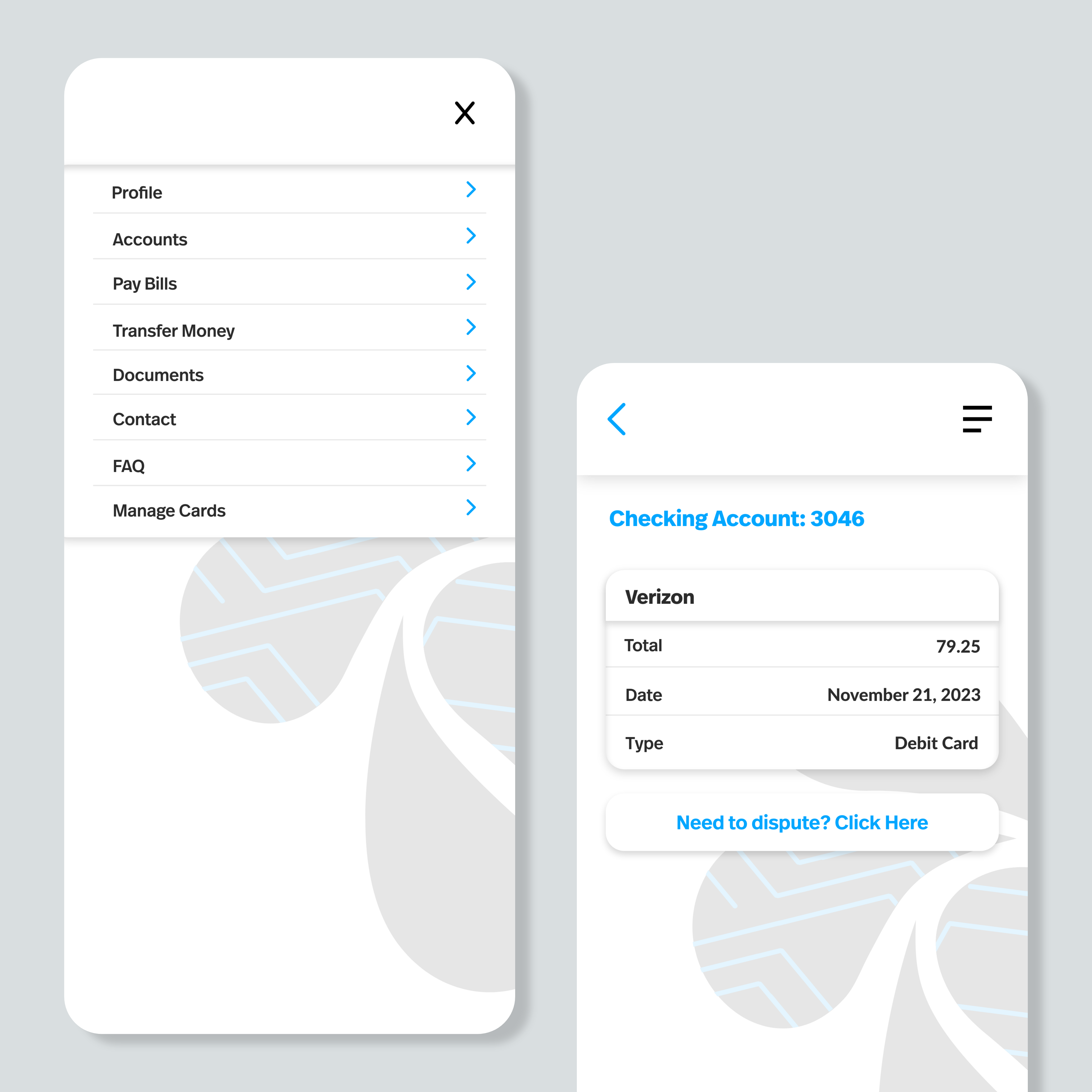 Blue water financial brand mobile screen mock ups