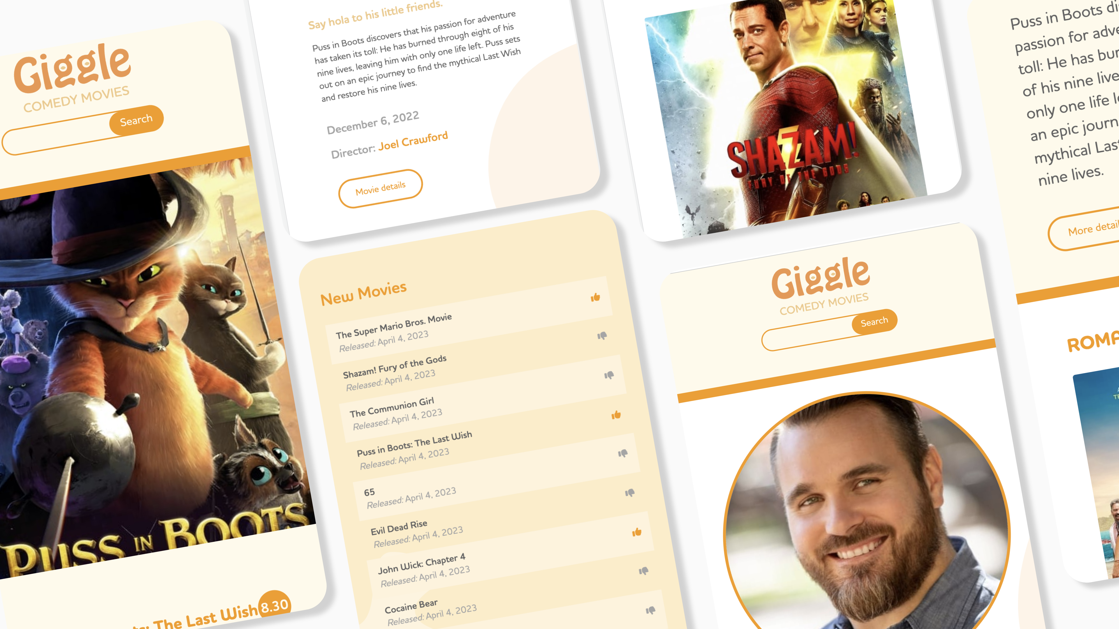 giggle movie database mobile screen mock ups